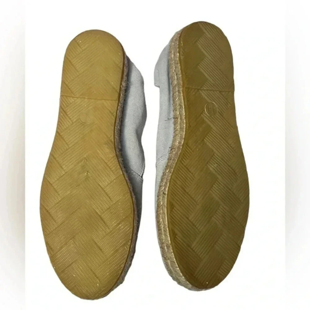 Fabiola‎ Espadrille Slip ons Leather Flats Size 39 US 8 Light Gray Made in Spain